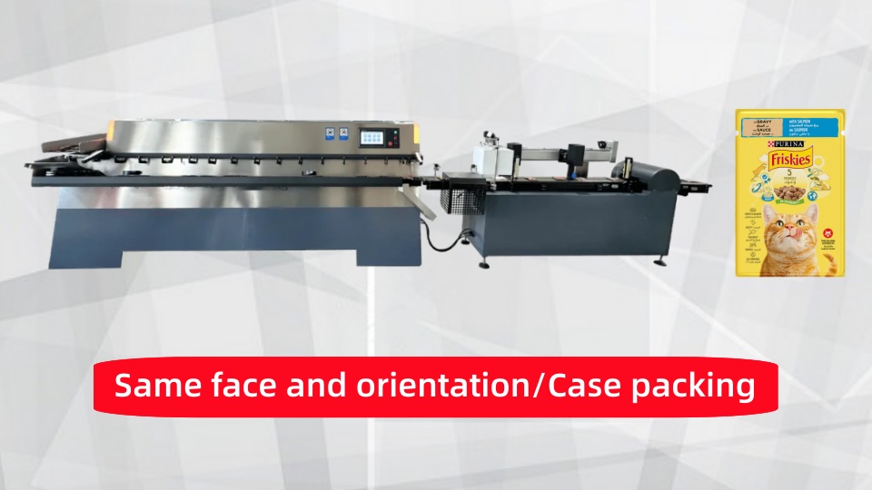 Wet cat food bag/sachet sorter counter cartoner machine