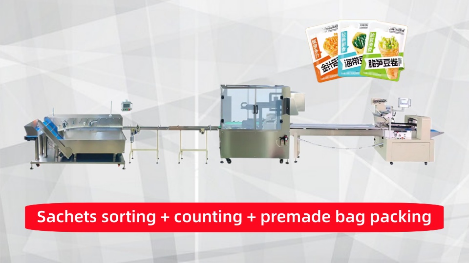 Automatic sachets sorting counting machine & premade bag packing machine