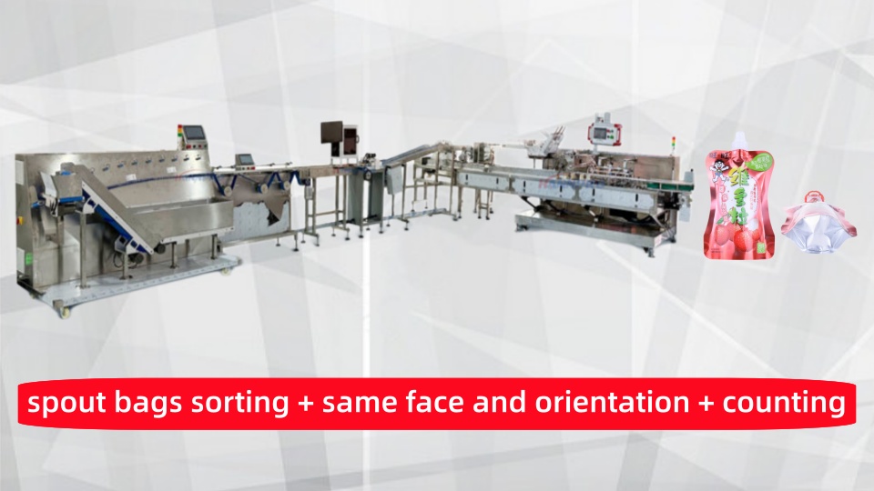 Spouted doy pack bag sorting counting machine and vision system