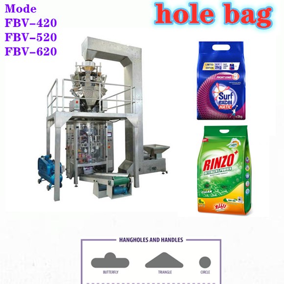 pouch packing machine with hanging hole