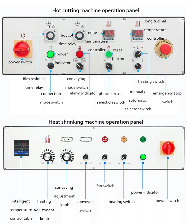 boxes wrapping shrinking machine control panel